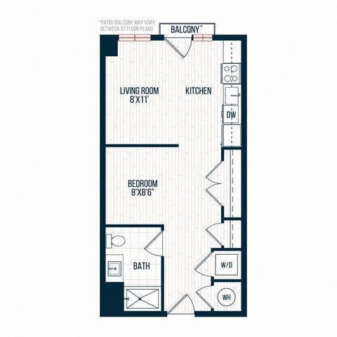 Capitol Rose Luxury Apartments in Washington, DC D7 Studio Floor Plan